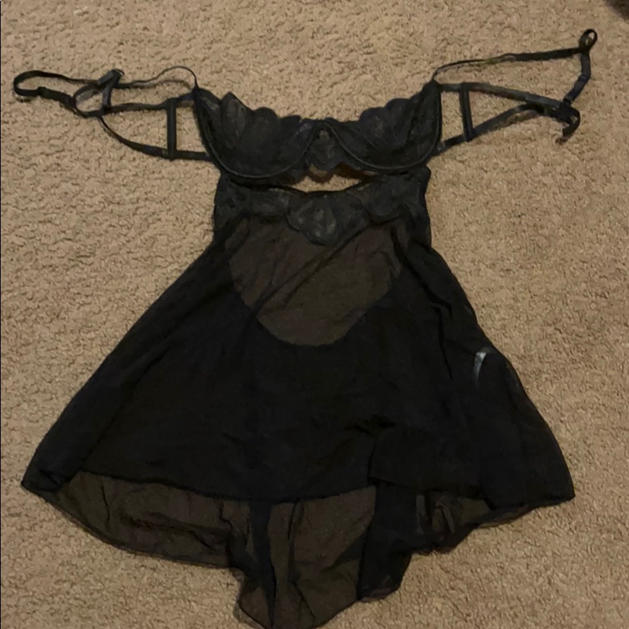 Black Mesh Babydoll With Underwire